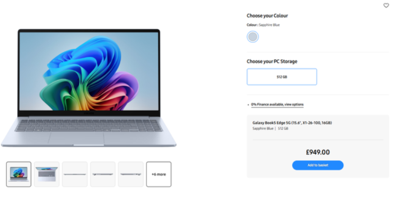 Samsung ra mắt Galaxy Book5 Edge 5G: Laptop 15,6 inch tích hợp 5G, Snapdragon X, hướng đến nhu cầu làm việc di động