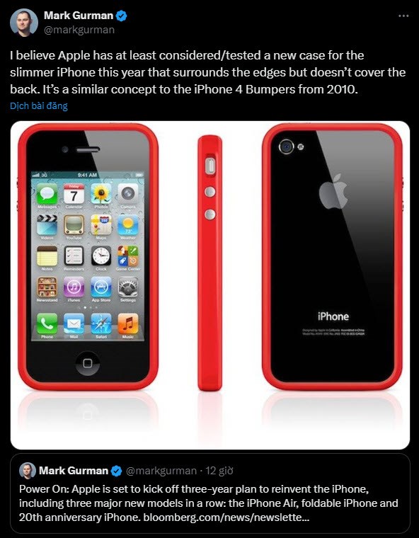 Apple có nên hồi sinh ốp lưng iPhone 4 trên iPhone 17 Air siêu mỏng vì độ bền