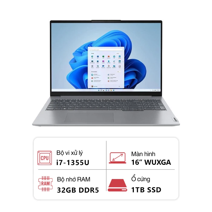 Laptop Lenovo ThinkBook 16 G6 IRL 21KH00SVUS (Intel Core i7-1355U/ 32GB/ 1TB/ Intel Iris Xe Graphics/ 16" WUXGA/ Win 11 Pro/ Xám)