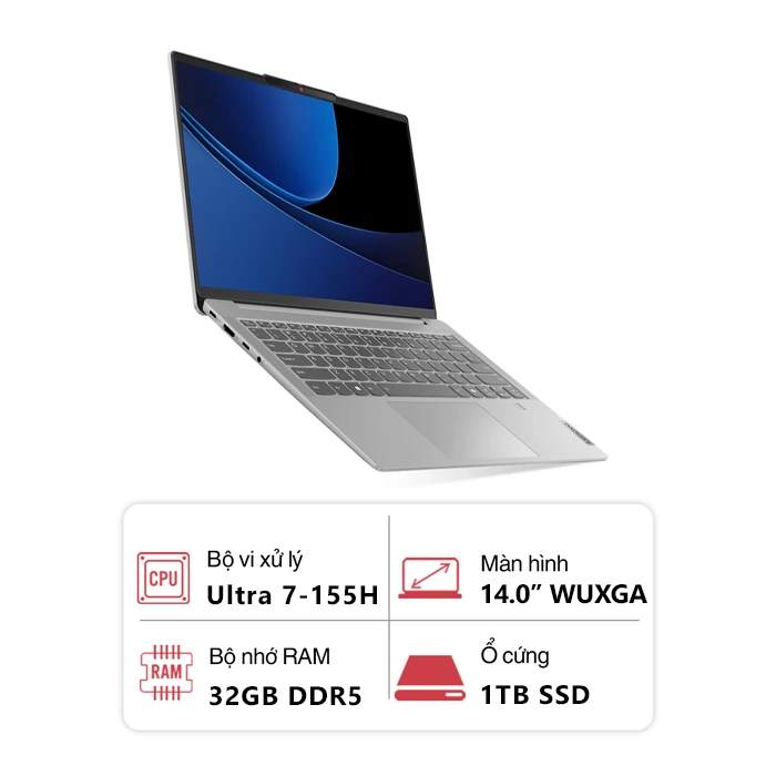 Laptop Lenovo IdeaPad Slim 5 14IMH9 83DA0020VN (Intel Ultra 7-155H/ 32GB/ 1TB/ Intel Arc Graphics/ 14.0" WUXGA/ Win 11/ Xám)