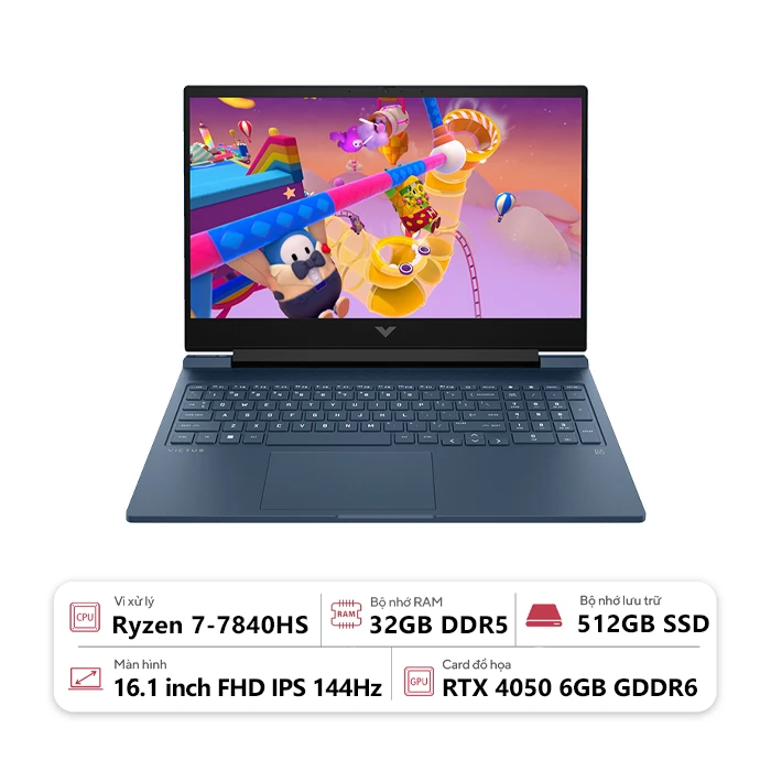 Laptop HP VICTUS 16-s0141AX 9Q988PA (AMD Ryzen 7-7840HS/ 32GB/ 512GB/ RTX 4050 6GB/ 16.1 inch FHD/ Win 11/ Xanh)