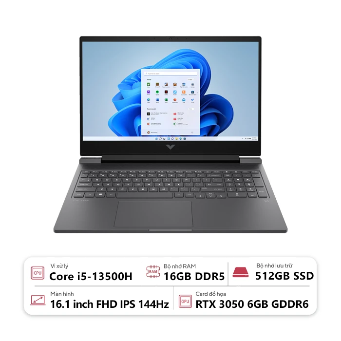 Laptop HP VICTUS 16-r0283TX AD9T3PA (Intel Core i5-13500H/ 16GB/ 512GB/ RTX 3050 6GB/ 16.1 inch FHD/ Win 11/ Đen)