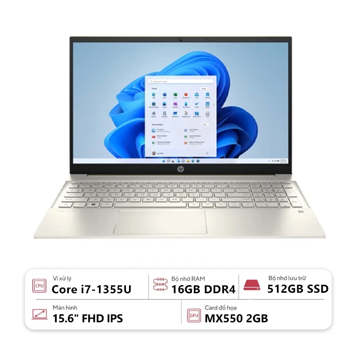 Laptop HP Pavilion 15-eg3035TX 8U6L7PA (Intel Core i7-1355U/ 16GB/ 512GB/ MX550 2GB/ 15.6" FHD/ Win 11/ Vàng)