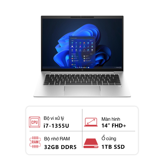 Laptop HP EliteBook 840 G10 (Intel Core i7-1355U/ 32GB/ 1TB/ Intel Iris Xe Graphics/ 14