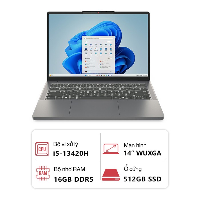 Laptop Lenovo IdeaPad Slim 3 14IRH10 83K0000BVN (Intel Core i5-13420H/ 16GB/ 512GB/ Intel UHD/ 14" WUXGA/ Win 11/ Xám)