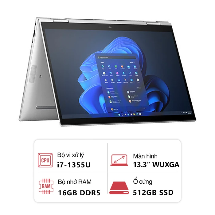 Laptop HP EliteBook x360 830 G10 9H8W2PT (Intel Core i7-1355U/ 16GB/ 512GB/ Intel Iris Xe Graphics/ 13.3" WUXGA/ Cảm ứng/ Win 11 Pro/ Bạc)