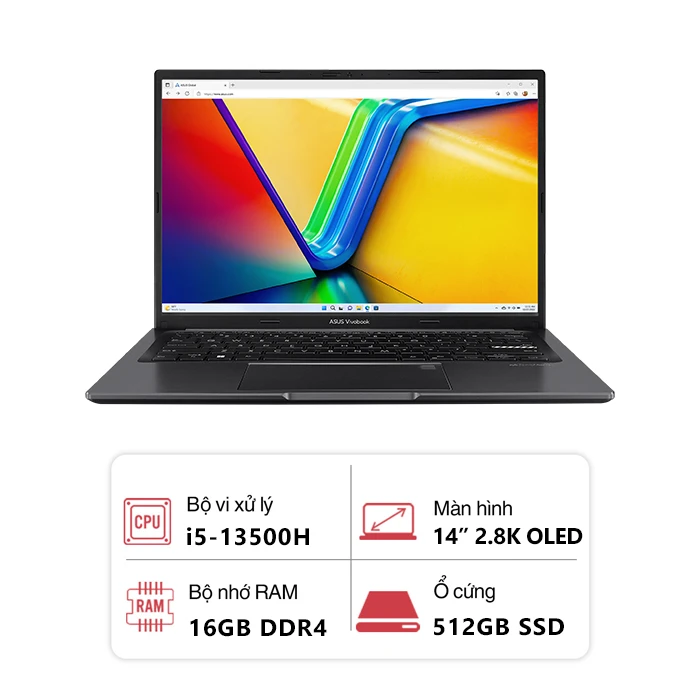 Laptop Asus Vivobook 15 OLED A1505VA-MA468W (Intel Core i5-13500H/ 16GB/ 512GB/ 15.6 inch 2.8K OLED/ Win 11SL/ Đen)