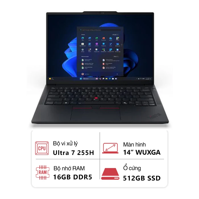 Laptop Lenovo ThinkPad E14 Gen 7 21SX002YVN (Core Ultra 7 255H/ 16GB/ 512GB SSD/ Intel Arc Graphics/ 14" WUXGA/ Windows 11/ Đen)