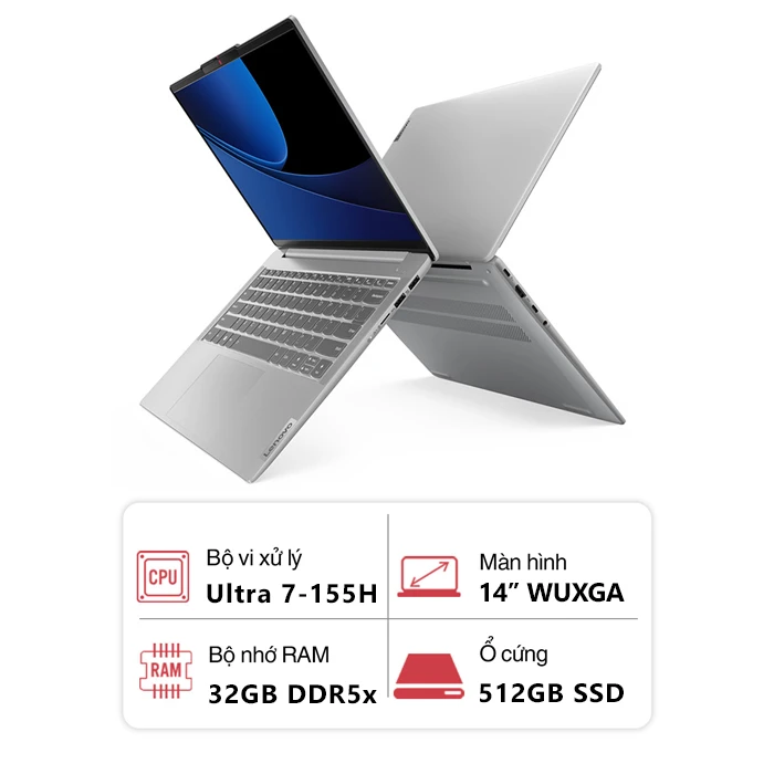 Laptop Lenovo IdeaPad Slim 5 14IMH9 83DA001YVN (Intel Core Ultra 7 155H/ 32GB/ 512GB/ Intel Arc /14" WUXGA/ Win 11/ Xám)