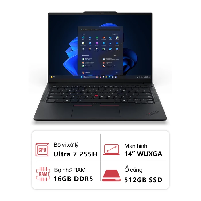 Laptop Lenovo ThinkPad E14 GEN 7 21SX002SVA (Ultra 7 255H/ 16GB/ 512GB SSD/ 14 inch WUXGA/ NoOS/ Black/ Vỏ nhôm)