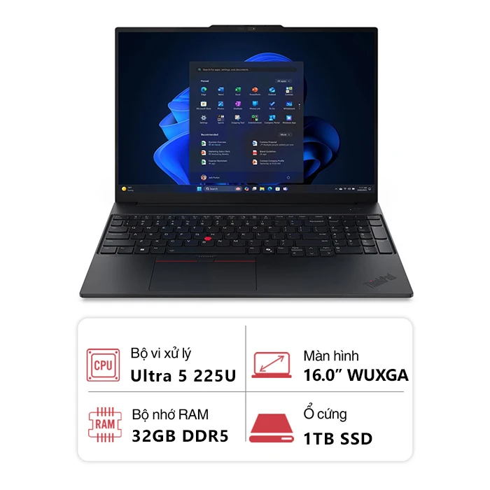 Laptop Lenovo ThinkPad E16 GEN 3 21SR002RVN (Ultra 5 225U/ 16GB/ 512GB SSD/ 16 inch WUXGA/ Win 11/ Đen)