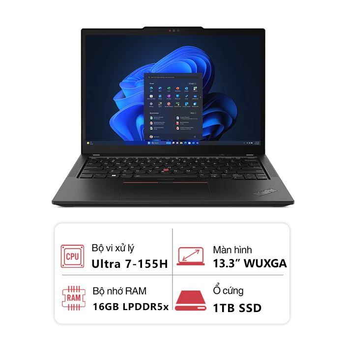 Laptop Lenovo ThinkPad X13 Gen 5 21LU004TVN (Intel Core Ultra 7 155H/ 16GB/ 1TB SSD/ 13.3 inch WUXGA / Win 11 Pro/ Đen)