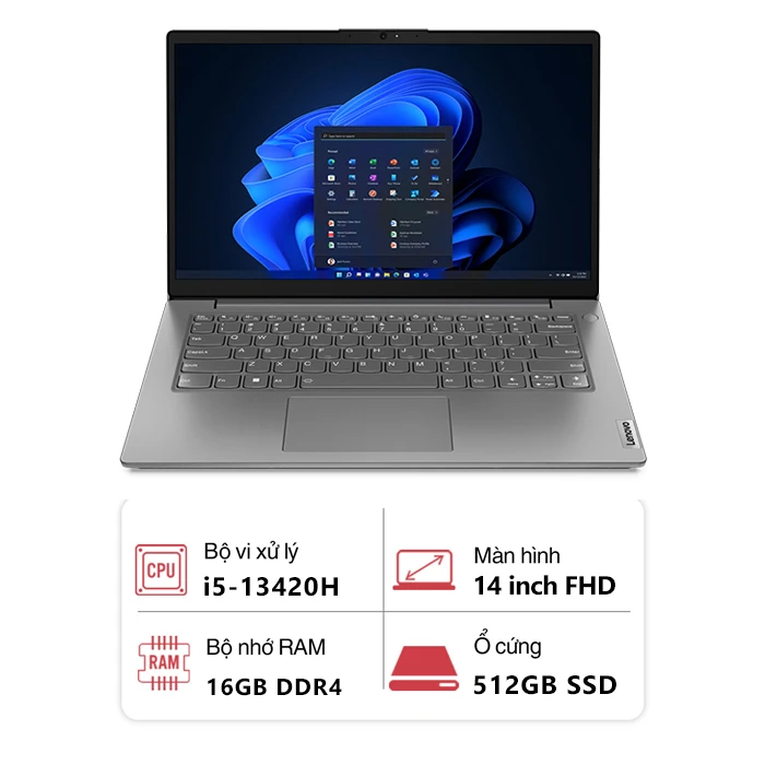Laptop Lenovo V14 G4 83A000FNVN (Intel Core i5-13420H/ 16GB/ 512GB/ Intel UHD/ 14" FHD/ NoOS / Xám)