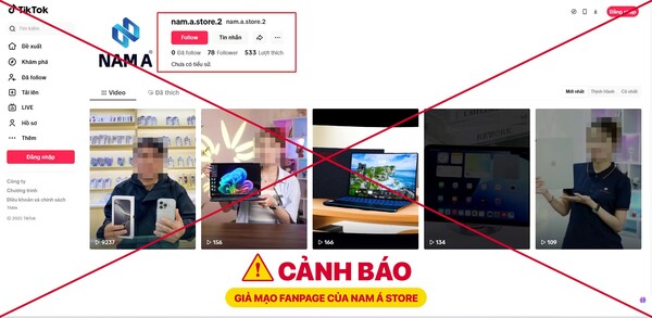 CẢNH BÁO TÀI KHOẢN GIẢ MẠO NAM Á STORE