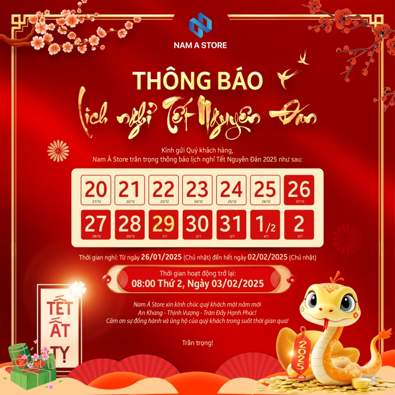 ? THÔNG BÁO LỊCH NGHỈ TẾT TẠI NAM Á STORE ?