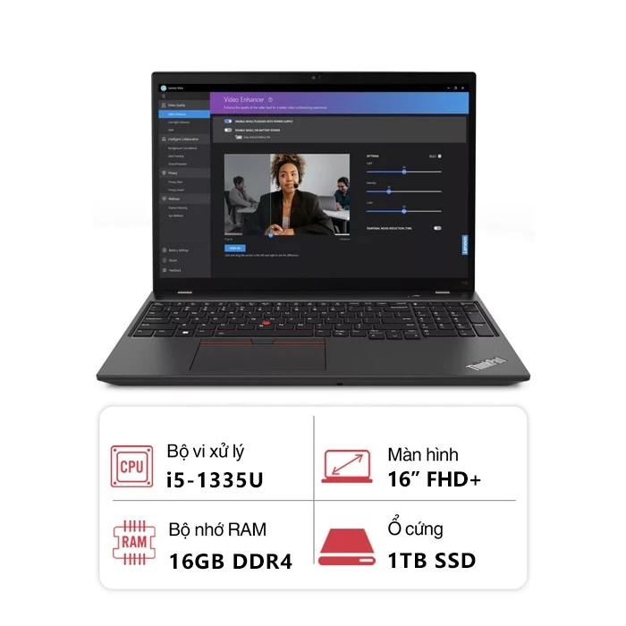 Laptop Lenovo ThinkPad T16 Gen 2 (Intel Core i5-1335U/ 16GB/ 1TB/ Intel Iris Xe Graphics/ 16" FHD+/ Win 11 Pro/ Đen)