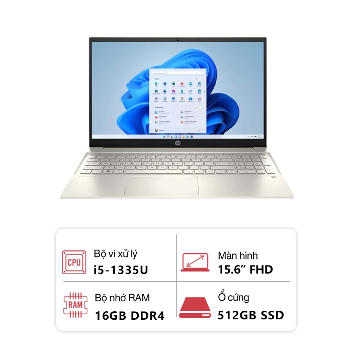 Laptop HP Pavilion 15-eg3093TU 8C5L4PA (Intel Core i5-1335U/ 16GB/ 512GB/ Intel Iris Xe Graphics/ 15.6" FHD/ Win 11/ Vàng)