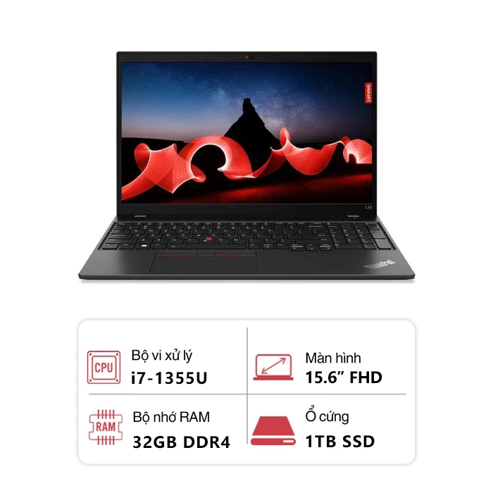 Laptop Lenovo ThinkPad L15 Gen 4 (Intel Core i7-1355U/ 32GB/ 1TB/ Intel Iris Xe Graphics/ 15.6" FHD/ Win 11 Pro/ Đen)