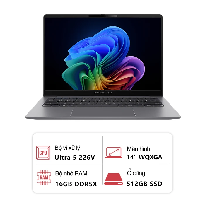 Laptop Asus ExpertBook P5 P5405CSA-NZ0450WS (Intel Core Ultra 5 226V/ 16GB/ 512GB/ 14 inch WQXGA/ Intel Arc 130V/ Office/ Win 11H/ Xám)