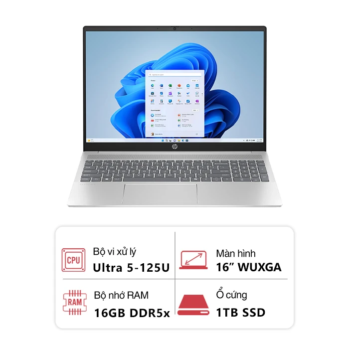 Laptop HP Pavilion 16-af0054TU AY8C3PA (Ultra 5-125U/ 16GB/ 1TB/ Intel Graphics/ 16 inch WUXGA/ Win 11/ Bạc)