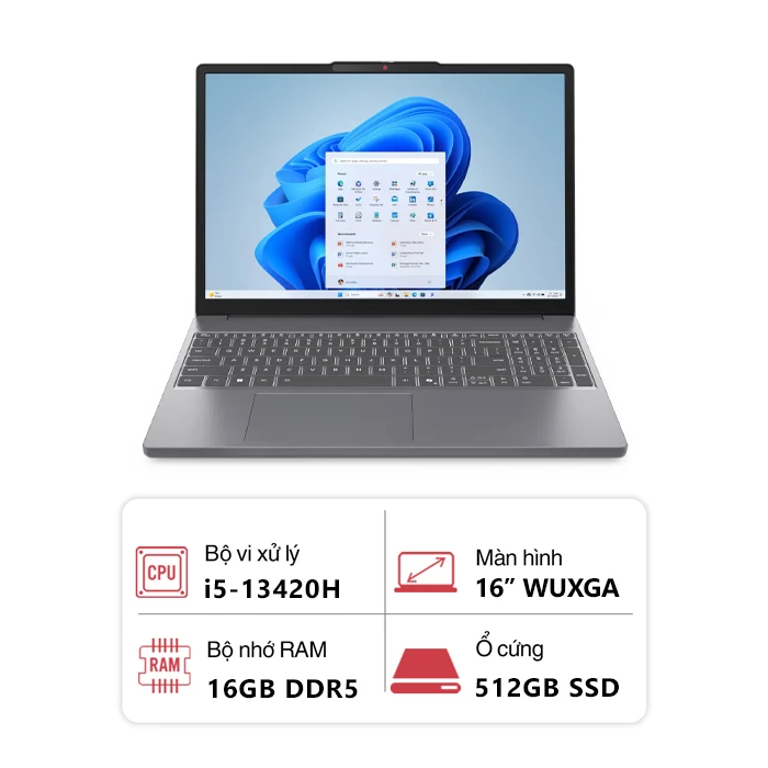 Laptop Lenovo IdeaPad Slim 3 16IRH10 83K20002VN (Core i5-13420H/ 16GB/ 512GB/ Intel UHD Graphics/ 16 inch WUXGA/ Win 11/ Xám)