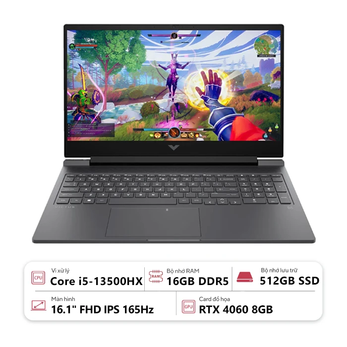 Laptop HP VICTUS 16-r0378TX AY8Z4PA (Intel Core i5-13500HX/ 16GB/ 512GB/ RTX 3050 6GB/ 16.1" FHD/ Win 11/ Đen)