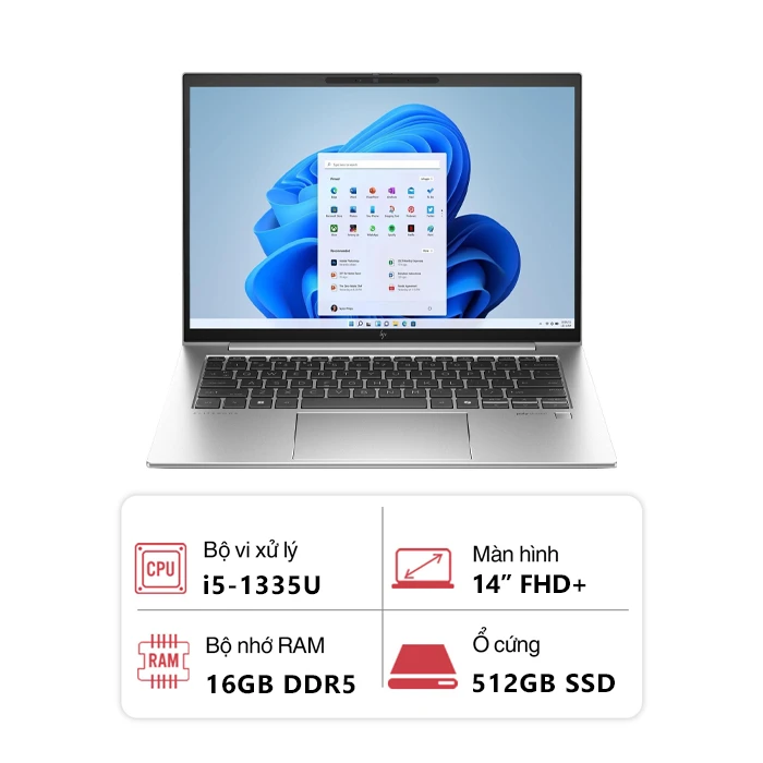 Laptop HP EliteBook 840 G10 (Intel Core i5-1335U/ 16GB/ 512GB/ Intel Iris Xe Graphics/ 14" FHD+ Cảm ứng/ Win 11 Pro/ Bạc)