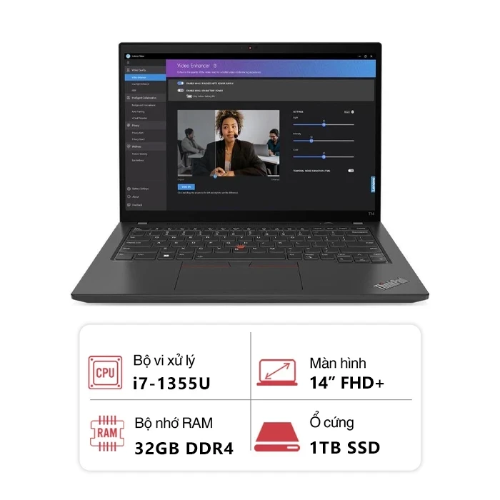Laptop Lenovo ThinkPad T14 Gen 4 (Intel Core i7-1355U/ 32GB/ 1TB/ Intel Iris Xe Graphics/ 14" FHD+/ Win 11 Pro/ Đen)